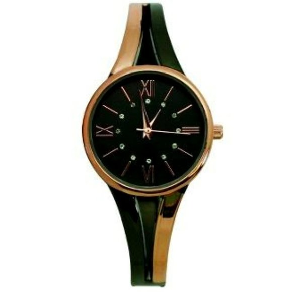Olivia Pratt Two Tone and Rhinestone Dial Bangle Watch - Picture 1 of 2